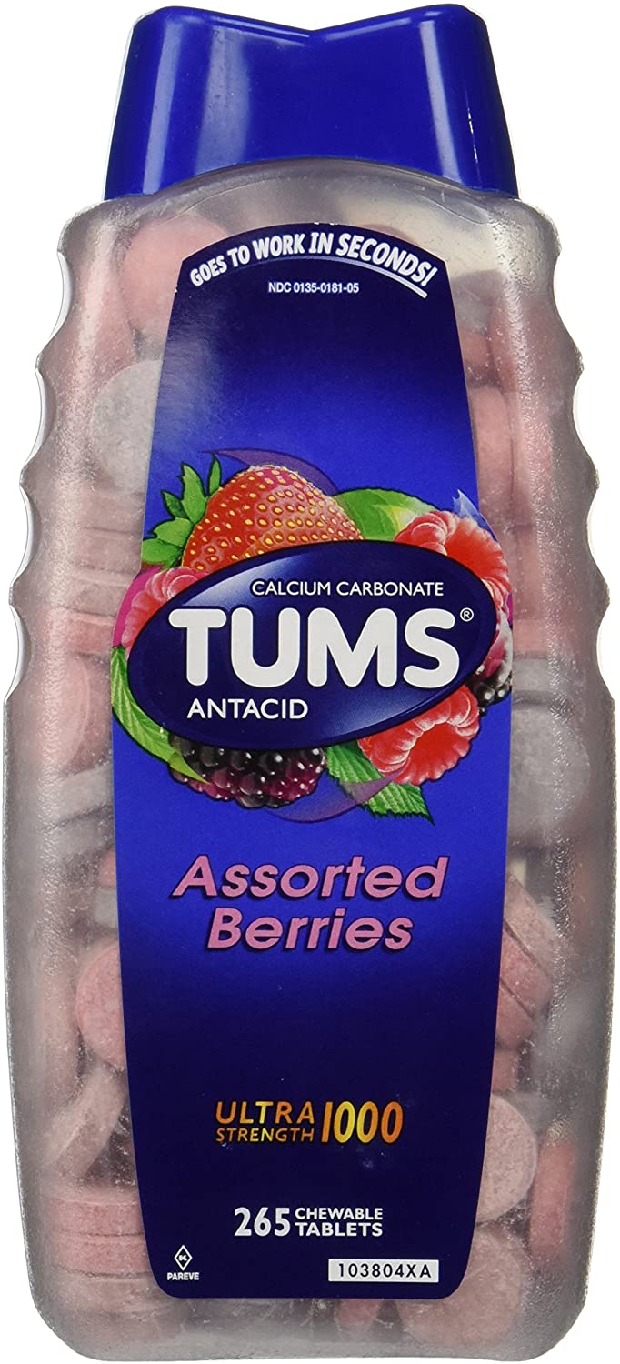 Tums Ultra Assorted Berries 265 Tablets - Maximum Strength Antacid & Calcium Supplement