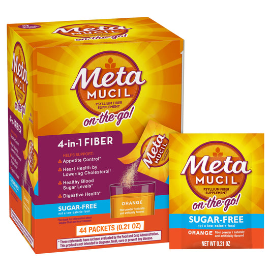 METAMUCIL  ORANGE FIBRE SINGLES, 44 packets of 5.8 g