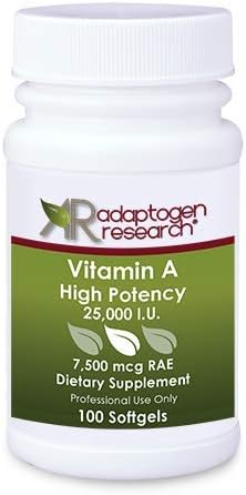 Vitamin A High Potency 25,000 IU Per Softgel  Pure Vitamin A  Supports Vision - 100 Softgels