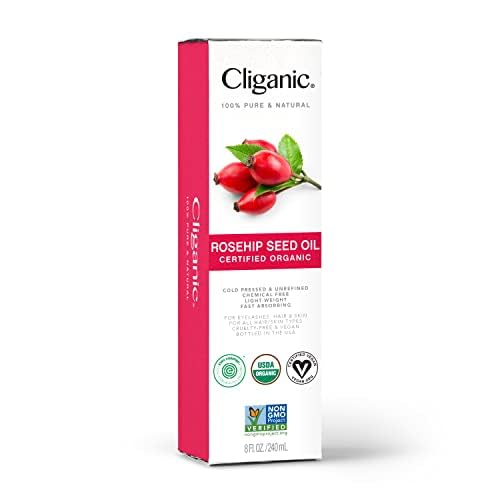 Cliganic Organic Rosehip Seed Oil for Face, 100% Pure 8 fl oz