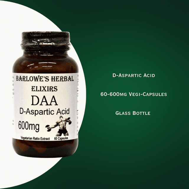 D-Aspartic Acid - DAA - 60 600mg VegiCaps - Stearate Free, Bottled in Glass