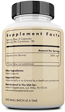 Ancestral Supplements Grass Fed Beef Liver 180 Capsules