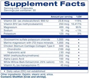 Glucosamine, Collagen, MSM & Chondroitin Joint Support Supplement -  120 Count