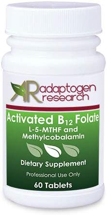 Activated B12 Folate Lozenges Methylcobalamin Metafolin Folate L-5-MTHF  60 Fast-Dissolving Tablets