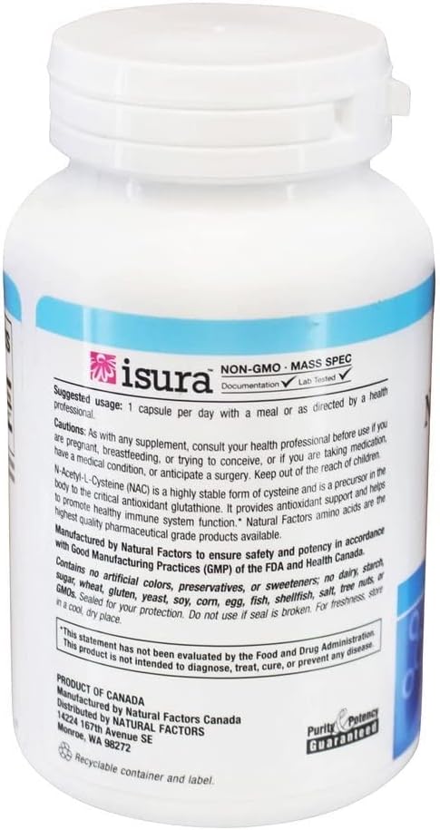 Natural Factors NAC, N-Acetyl-L-Cysteine, 600 mg, 60 Vegetarian count