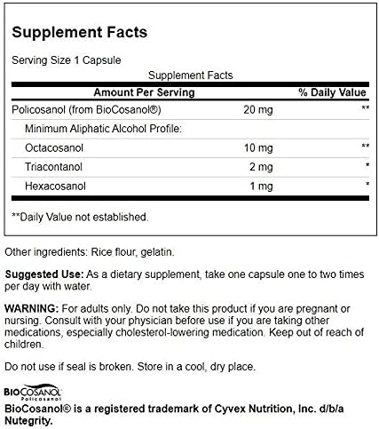 Swanson Policosanol - Supplement Helps Support Cardiovascular Health, 60count