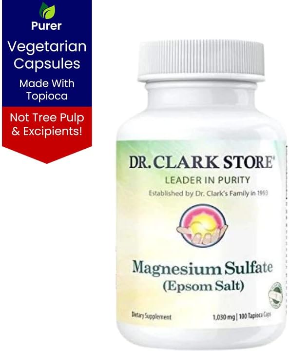 Magnesium SULFATE (Epsom Salt); Vegetarian, 1030 MG 100 Tapioca CAPS