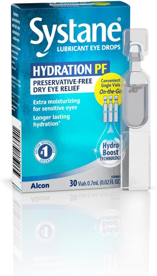 Alcon Hydration Preservative-Free Lubricant Eye Drops, Transparent, 0.7 ml, 30 Count