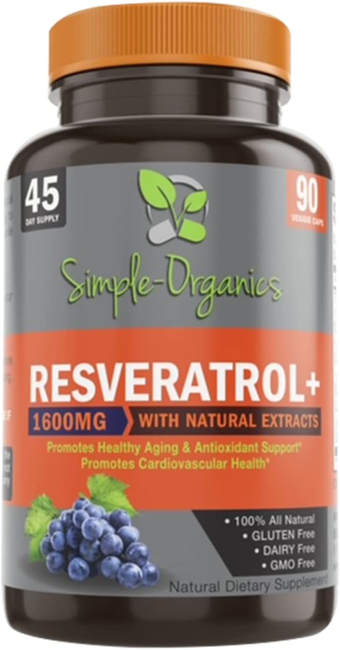 Resveratrol 1600mg per Serving for Pure Extra Strength Complex- 90 Capsules