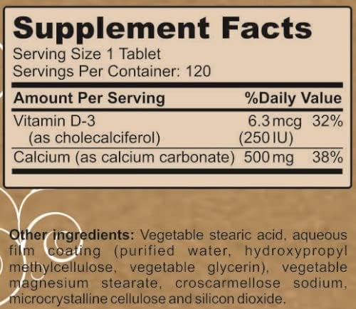 Pomona Wellness Calcium and Vitamin D Daily Supplement, 120 Tablets