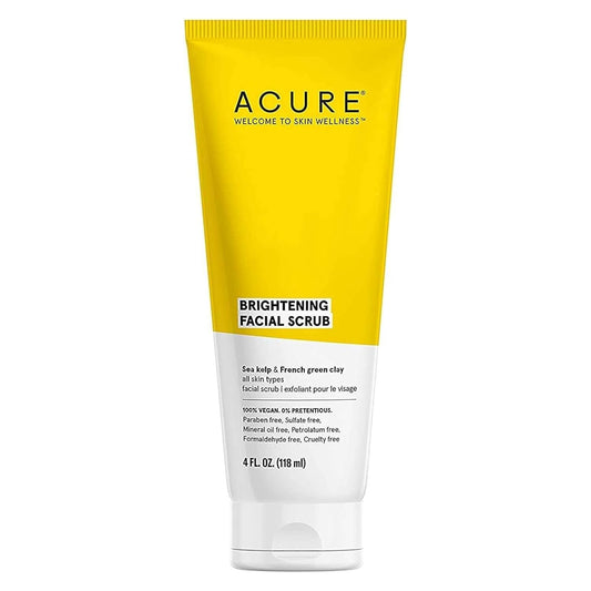 Acure Brightening Facial Scrub All Skin Types, Sea Kelp & French Green Clay