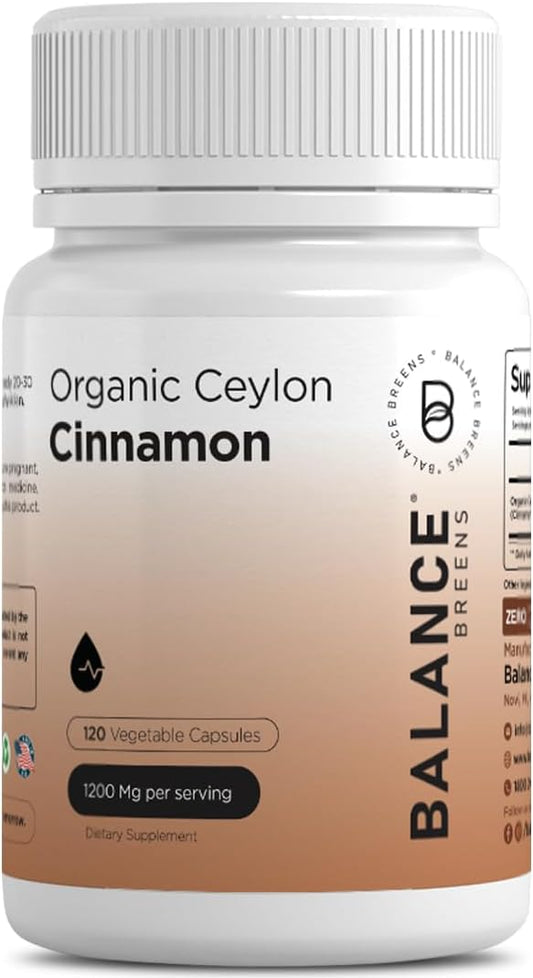 Organic Ceylon Cinnamon  Supplement - 120 Veg Capsules -