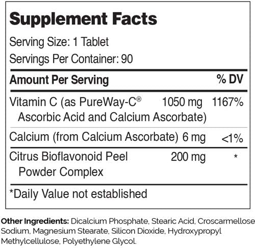 Zahler Pureway C 1000mg, Advanced Vitamin C Supplement - 90 Tablets