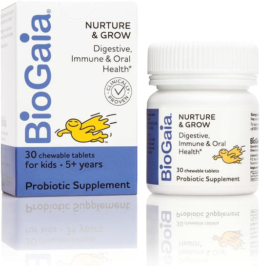 BioGaia Nurture & Grow Kids Probiotic  Ages 5+  Chewable Probiotic 30 count