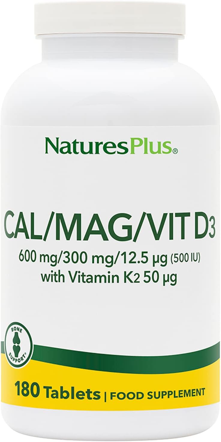 NaturesPlus Cal/Mag/VIT D3 with Vitamin K2-180 Tablets