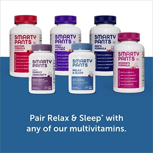 SmartyPants Relax and Sleep Gummies with Melatonin, Ashwagandha, and Chamomile, Natural Sleep Aid, Gluten 42 gummies