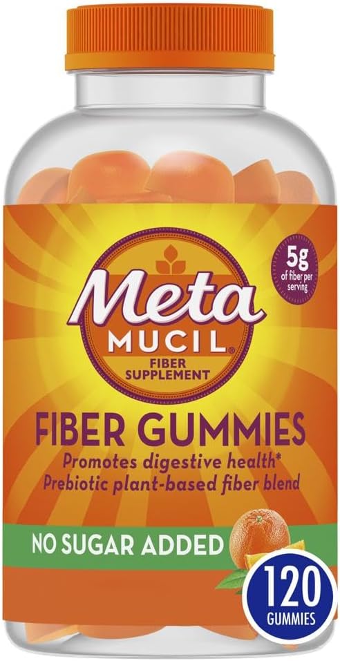 Metamucil Fiber Supplement Gummies, Sugar Free Orange Flavor,  120 Count