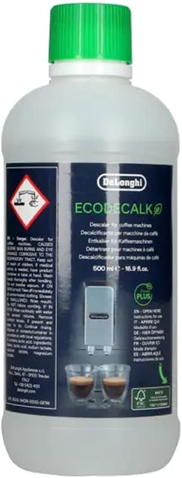 De'Longhi EcoDecalk Descaler, Eco-Friendly Universal Descaling Solution for Coffee & Espresso Machines, 16.90 oz (5 uses)