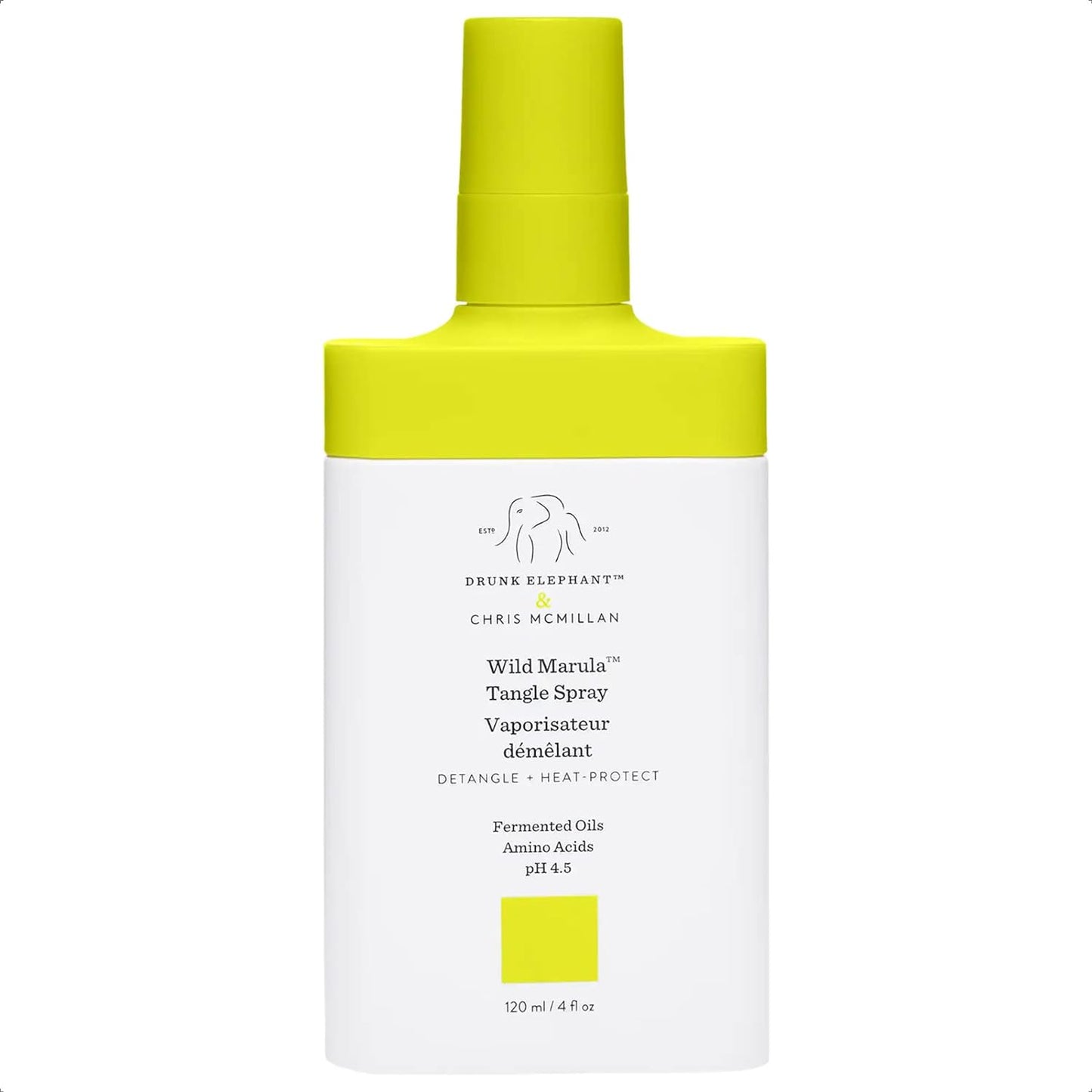 Drunk Elephant Wild Marula Tangle Spray. Weightless and Heat-Protectant Detangler for Hair 4 Fl Oz