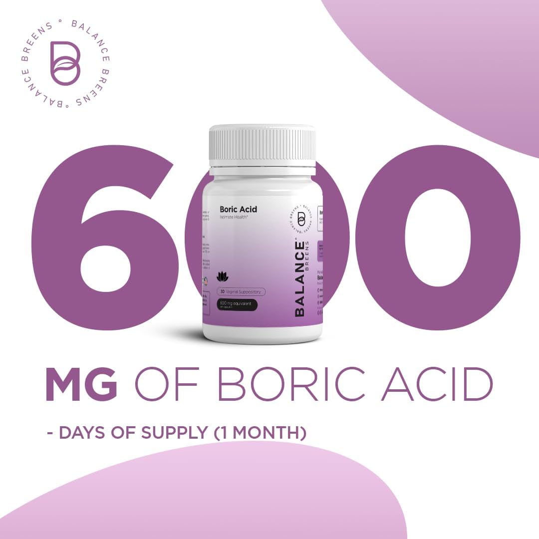 Boric Acid Suppositories for Women - 30 Vaginal Use Capsules