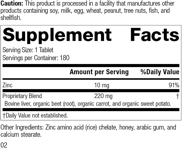 Standard Process Zinc Chelate - Whole Food Digestion and Digestive Health, - 180 Tablets