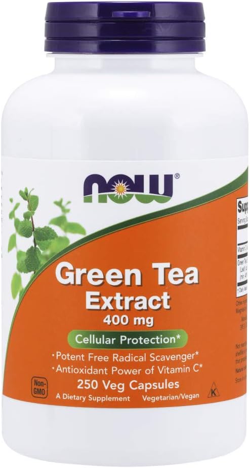 NOW Foods Supplements, Green Tea Extract 400 mg with Vitamin C for Dietary, Cellular Protection, 250 Veg Capsules