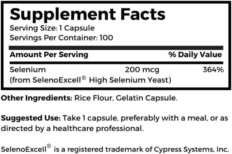 Dr. Clark SelenoExcell Selenium Supplement, 200mcg, 100 Capsules