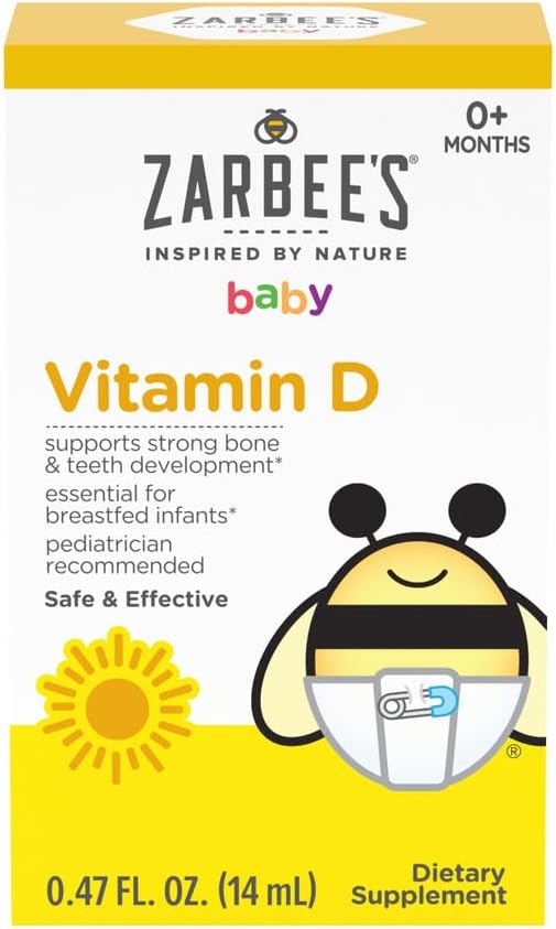 Zarbee's Vitamin D Drops for Infants, 400IU (10mcg) Baby & Toddler Liquid Supplement