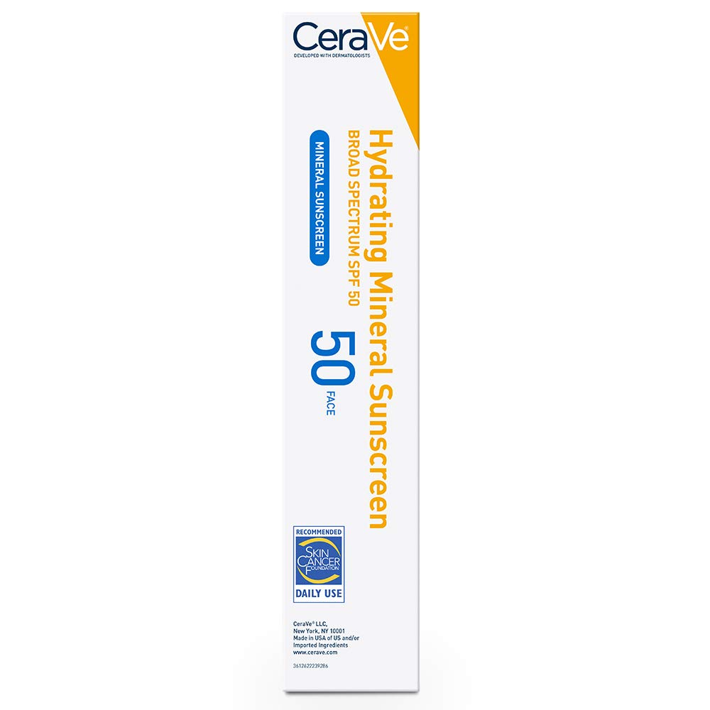 CeraVe  Mineral Sunscreen Face Sunscreen with Zinc Oxide & Titanium Dioxide