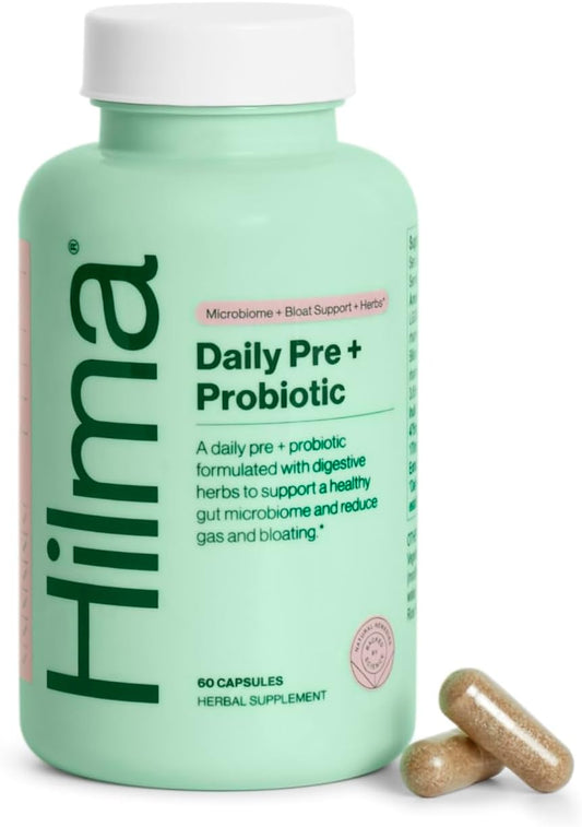 Hilma Daily Pre + Probiotic + Herbs - Support a Healthy Gut While Reducing Gas 60 capsules