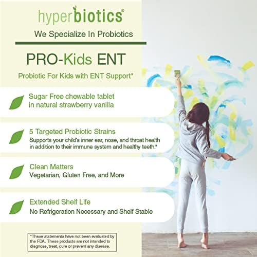 Hyperbiotics ENT Probiotic for Kids | Vegan Supplement for Ears, Nose, Throat 45 count