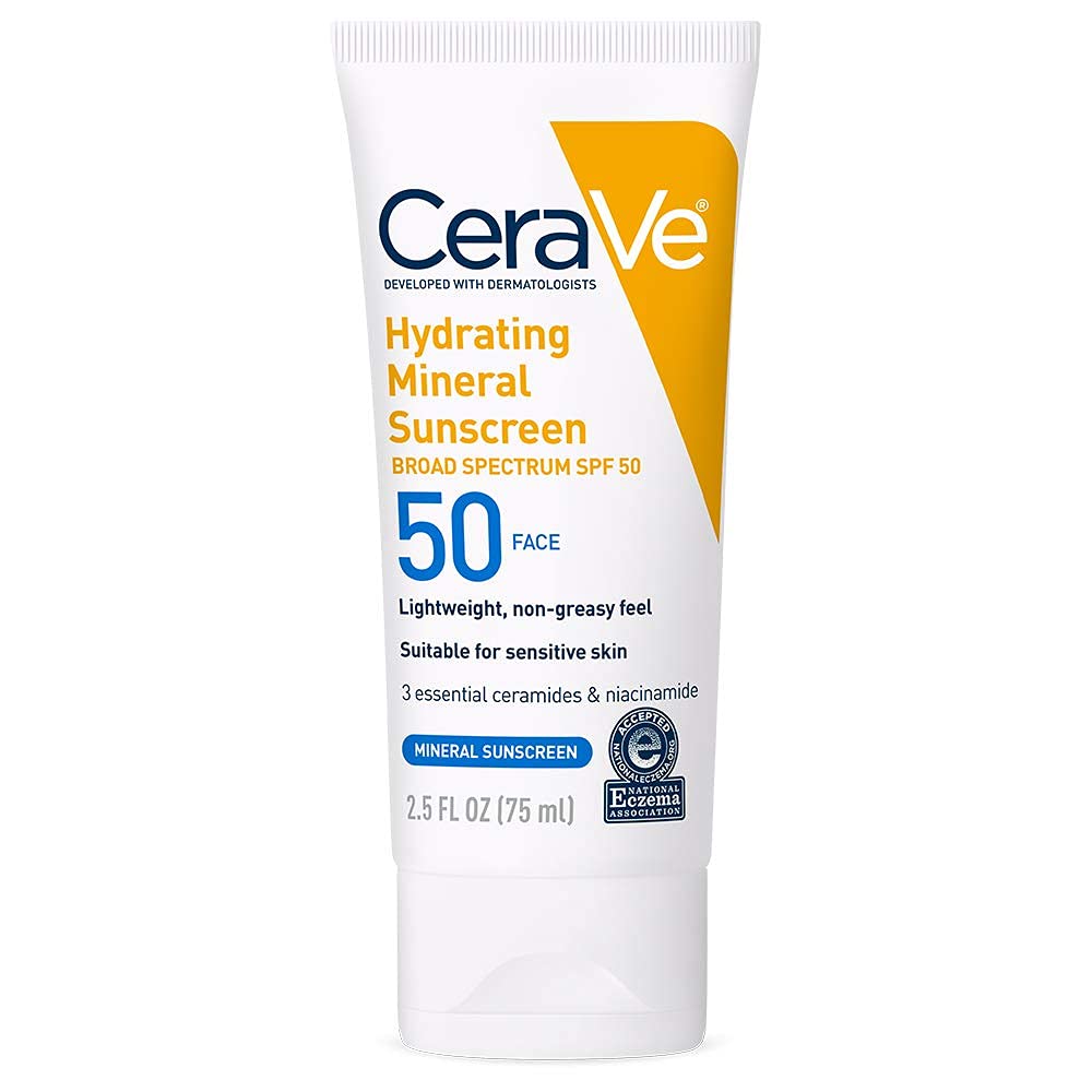 CeraVe  Mineral Sunscreen Face Sunscreen with Zinc Oxide & Titanium Dioxide