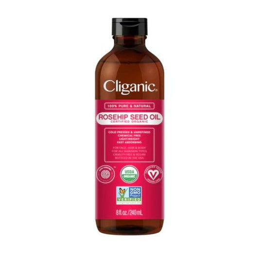 Cliganic Organic Rosehip Seed Oil for Face, 100% Pure 8 fl oz