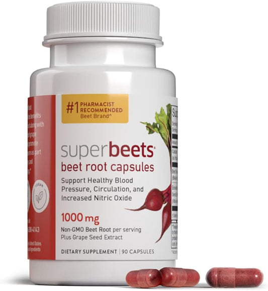 humanN SuperBeets Beet Root Capsules Quick Release 1000mg 90 count