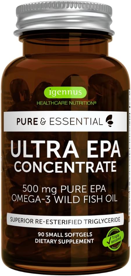 Pure & Essential Ultra Pure EPA Omega-3 Concentrate  500 mg, Wild Fish Oil,  90 Softgels