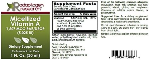 Micellized Vitamin A 1 oz  5,025 IU Per Drop Pure Vitamin A  Adaptogen Research…