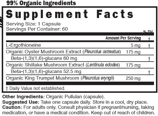 Nature's Fusions Nutri L Ergothioneine Mushroom Complex 60 Capsules