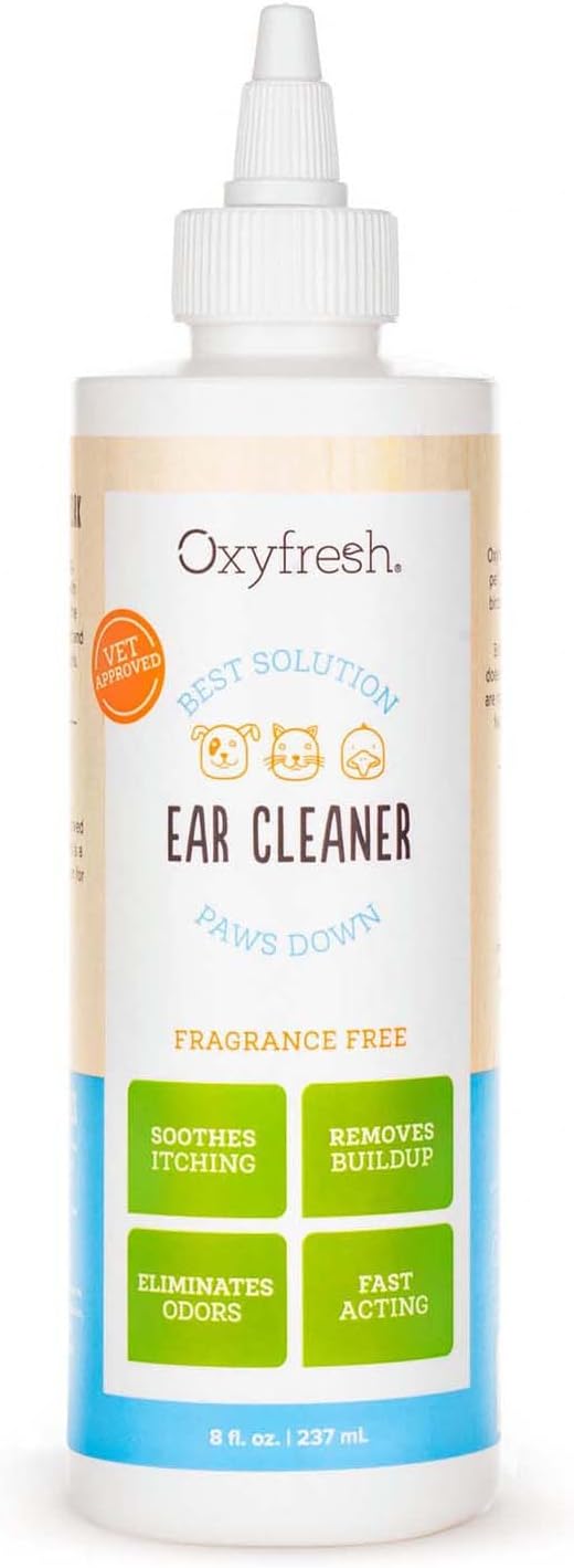 Oxyfresh Advanced Pet Ear Cleaner - Best Dog Ear Cleaner Solution ,Free Dog Ear Wash & Cat Ear Cleaner 8oz