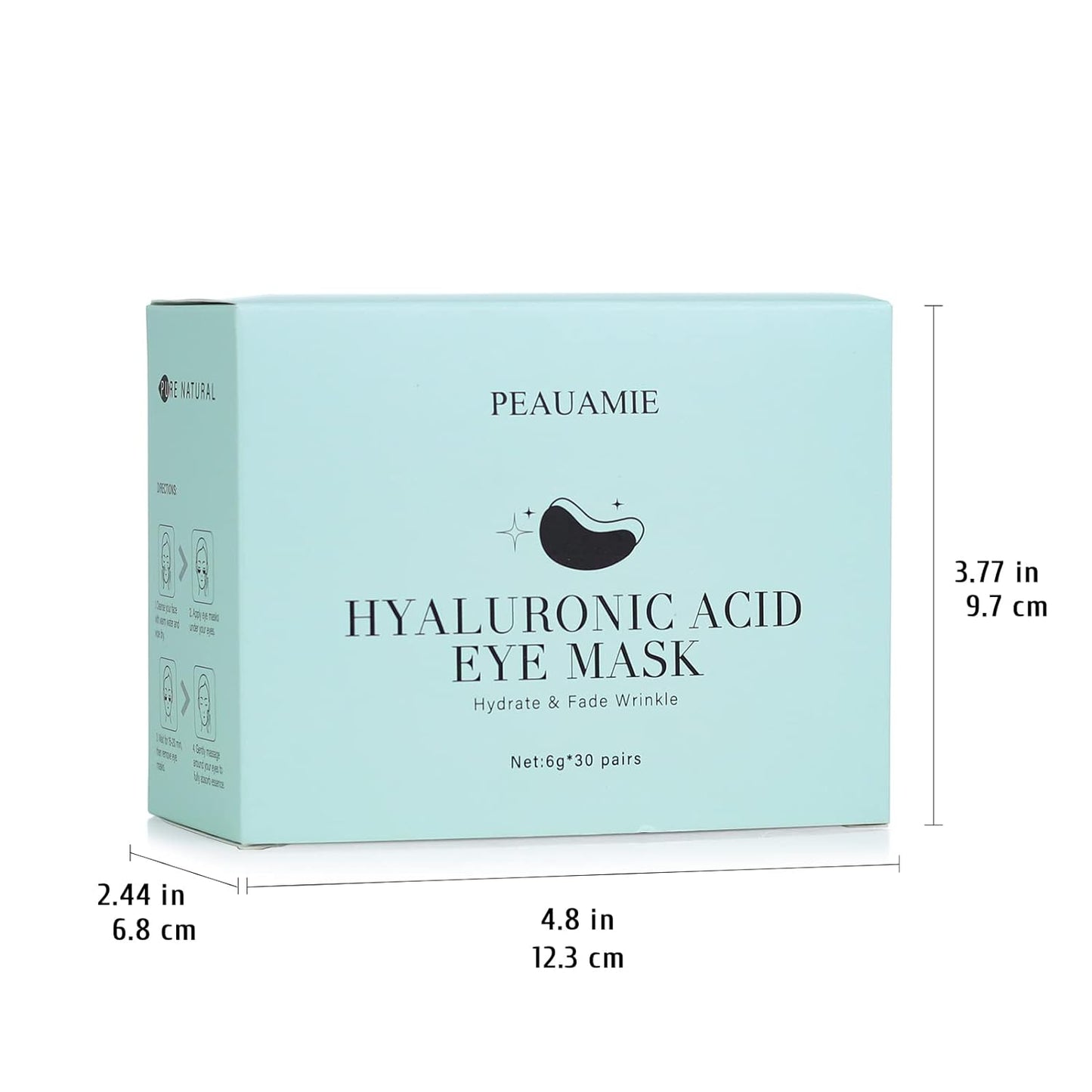 PEAUAMIE Under Eye Patchs (30 Pairs) Hyaluronic Acid Eye Mask for Dark Circles