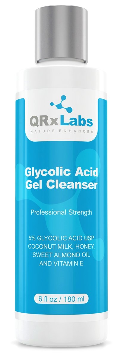 QRxLabs Glycolic Acid Face Wash -Exfoliating Gel Cleanser, Best for Wrinkles