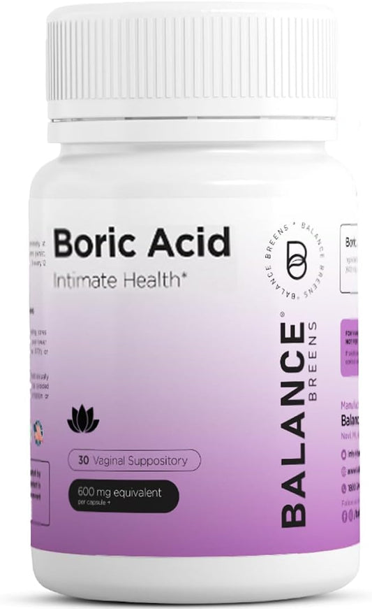 Boric Acid Suppositories for Women - 30 Vaginal Use Capsules