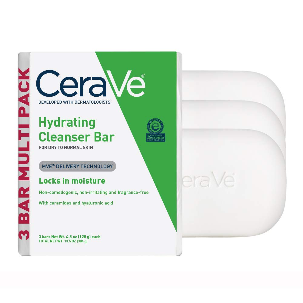 CeraVe Hydrating Cleanser Bar Soap-Free Body and Facial Cleanser