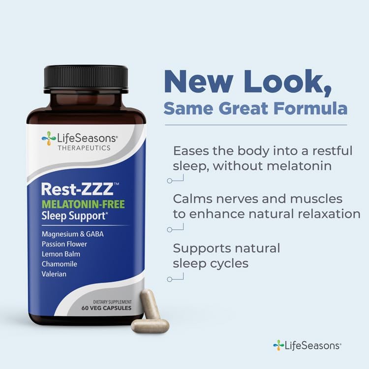 LifeSeasons Rest-ZZZ Melatonin Free - Sleep Support Supplement 60 Capsules