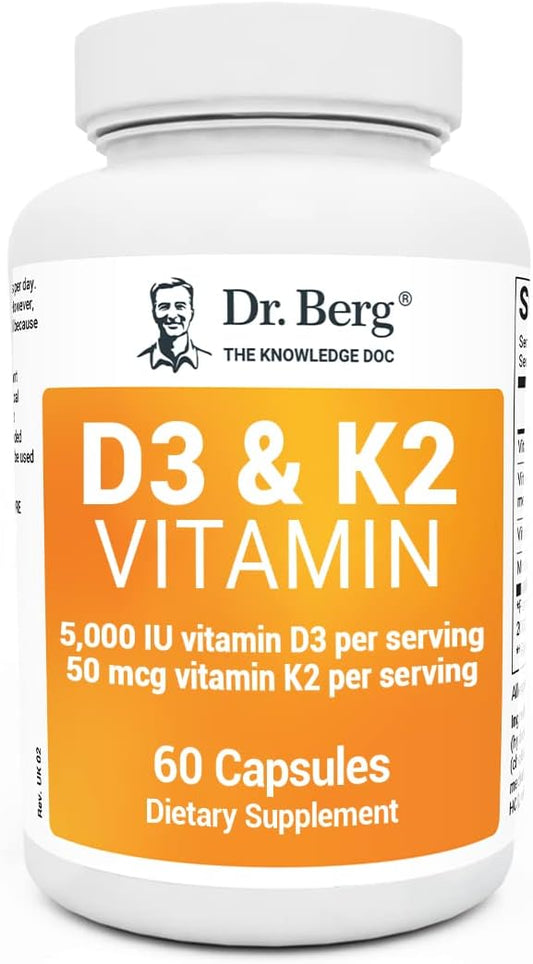 Dr. Berg D3 K2 Vitamin 5000 IU w/MCT Oil -   60 Capsules