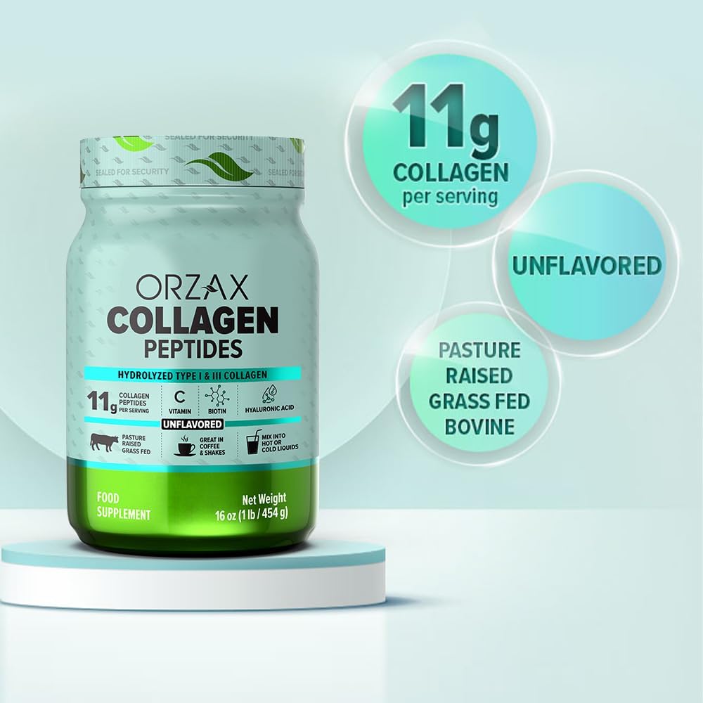 ORZAX Collagen Peptides Powder,11g Collagen,16 oz