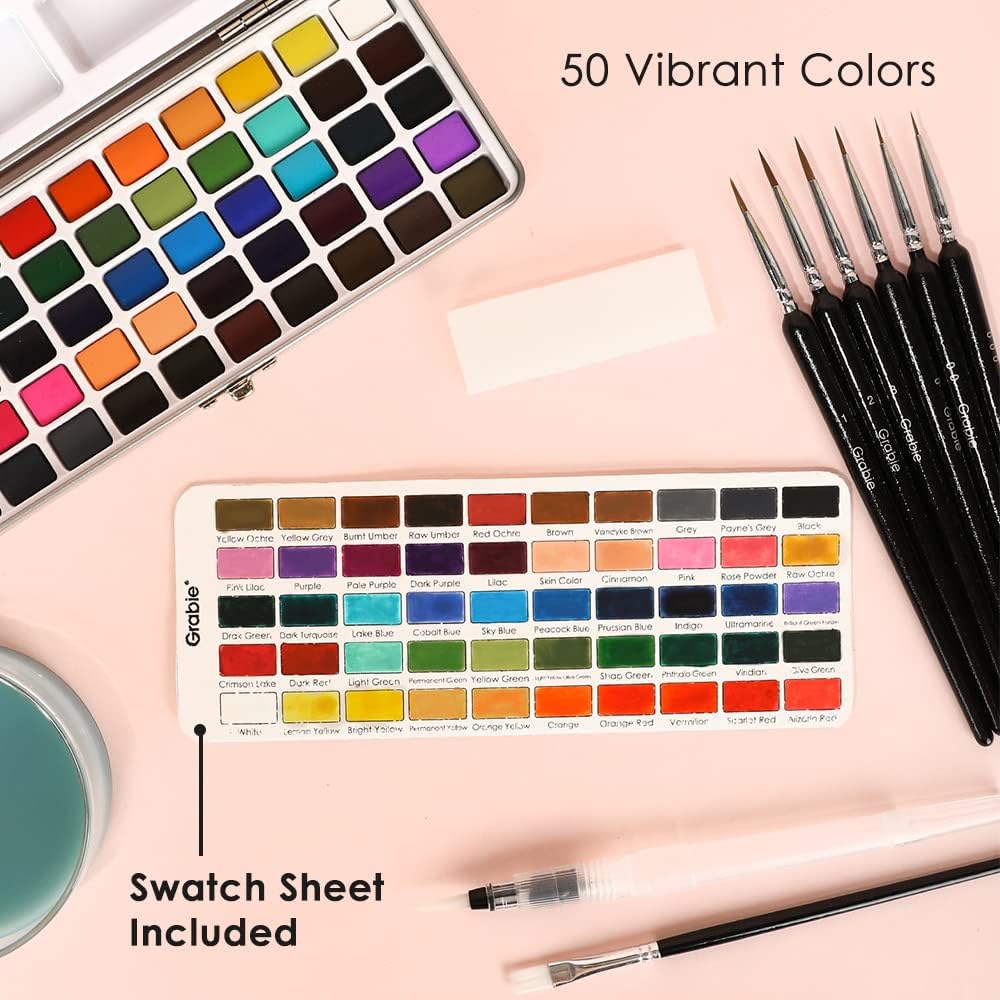 Grabie Watercolor Paint Set, Great for Painting, 50 Colors