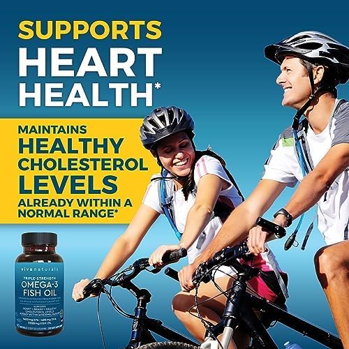 Viva Naturals Triple Strength Omega 3 Fish Oil Supplement - 2200 mg Wild Caught and Suplment 90 count