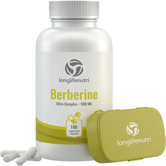 LongLifeNutri Berberine Supplement  180 Vegetarian Capsules