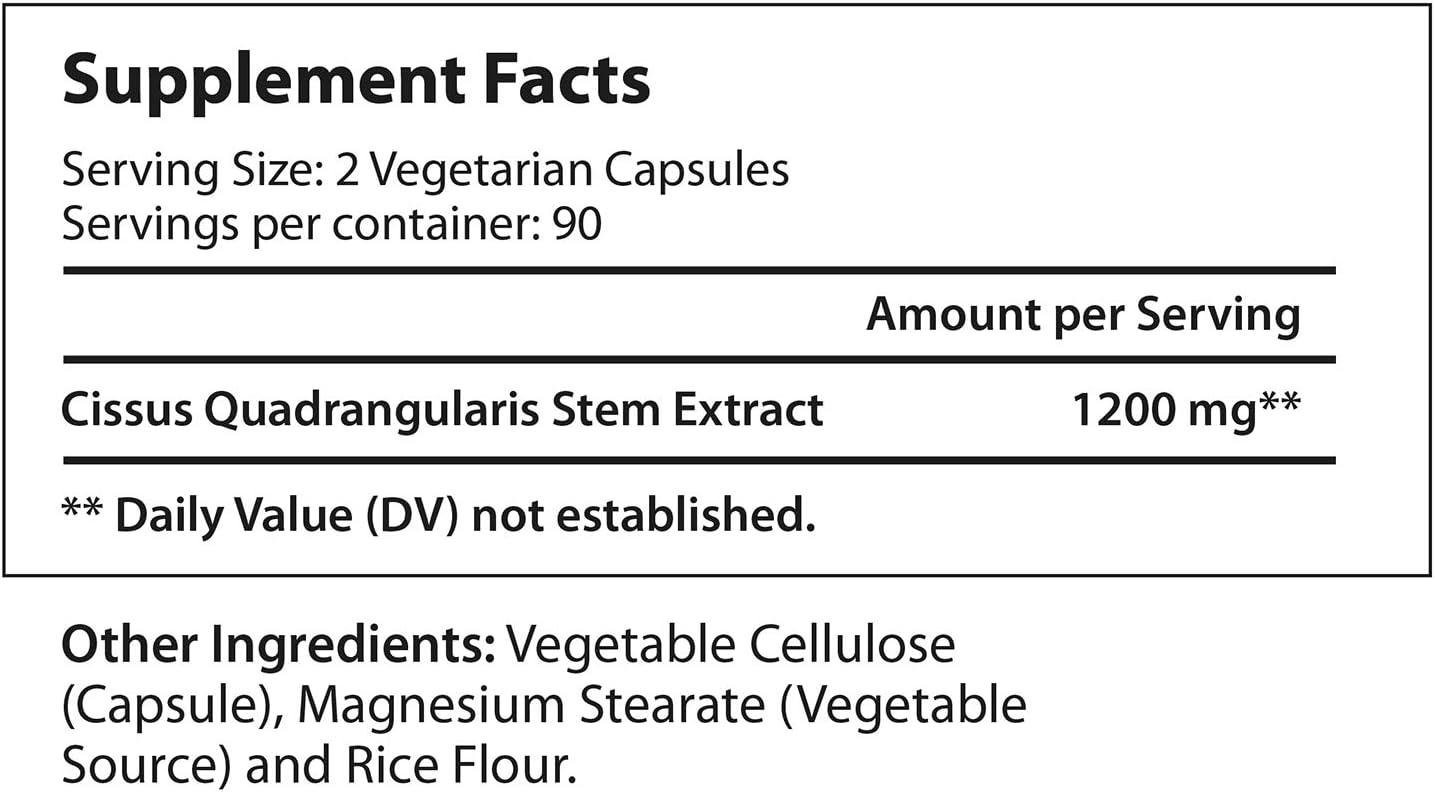 Cissus Quadrangularis Extract  180 Vegetarian Capsules