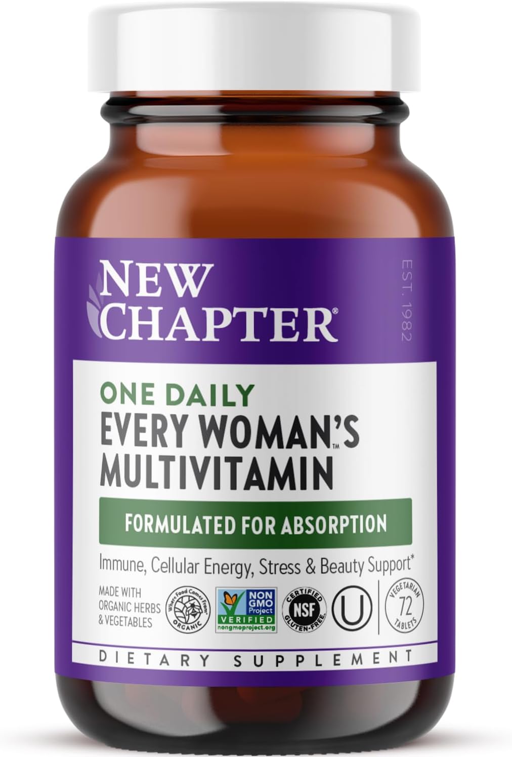 New Chapter Women's Multivitamin for Immune, Beauty + Energy Support with 20+ Nutrients  - 72 Count